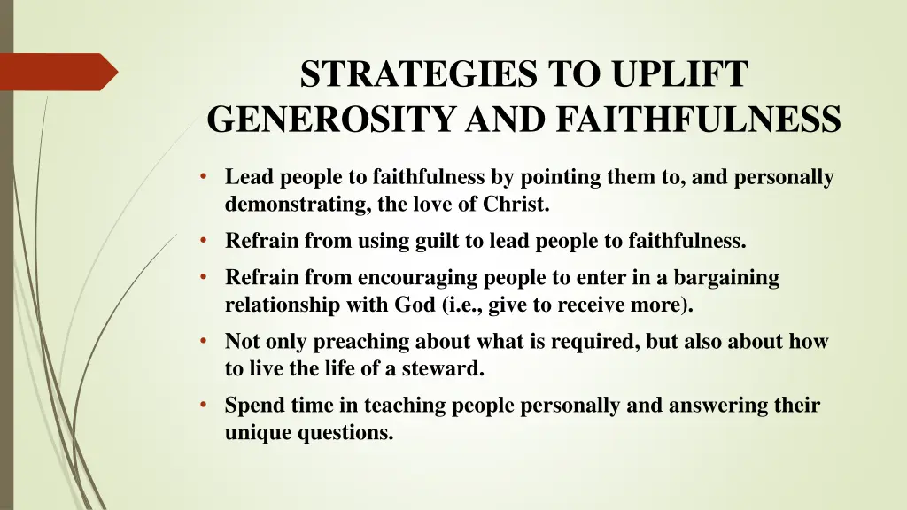 strategies to uplift generosity and faithfulness