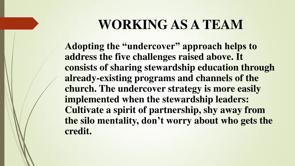 working as a team