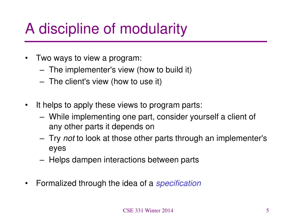 a discipline of modularity