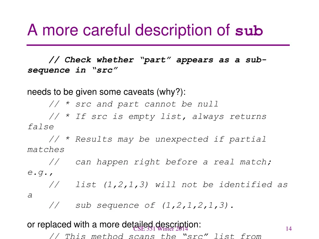 a more careful description of sub