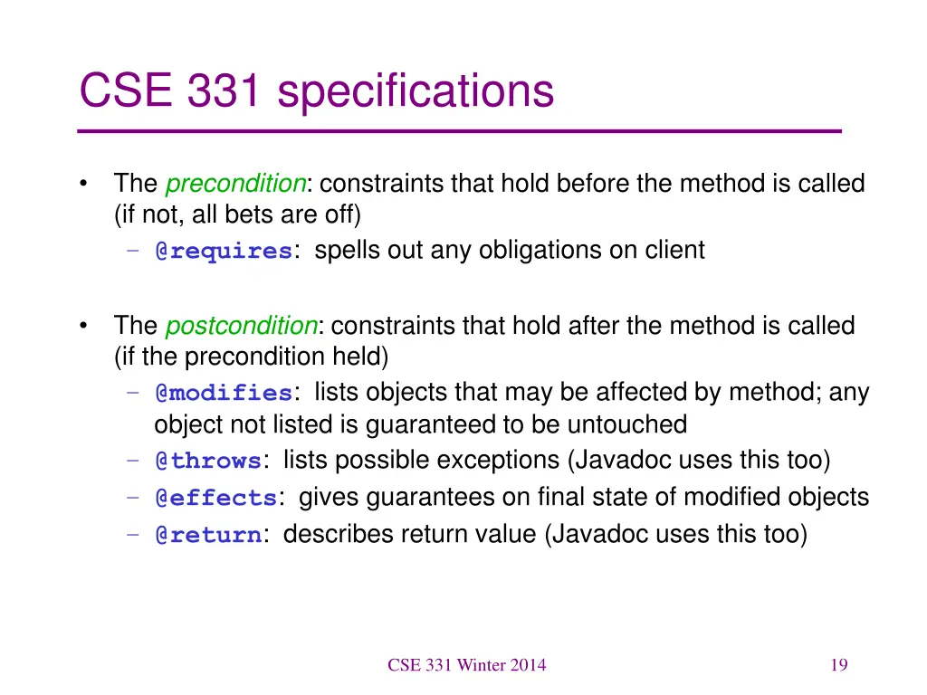 cse 331 specifications