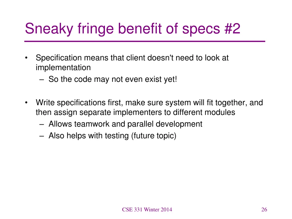 sneaky fringe benefit of specs 2