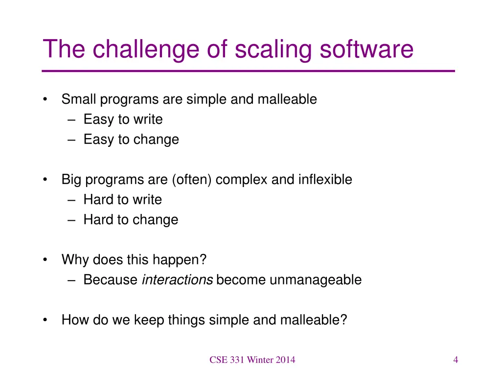 the challenge of scaling software