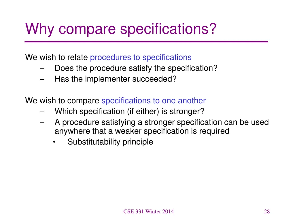 why compare specifications