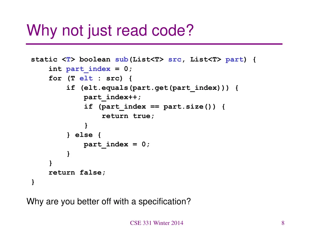 why not just read code
