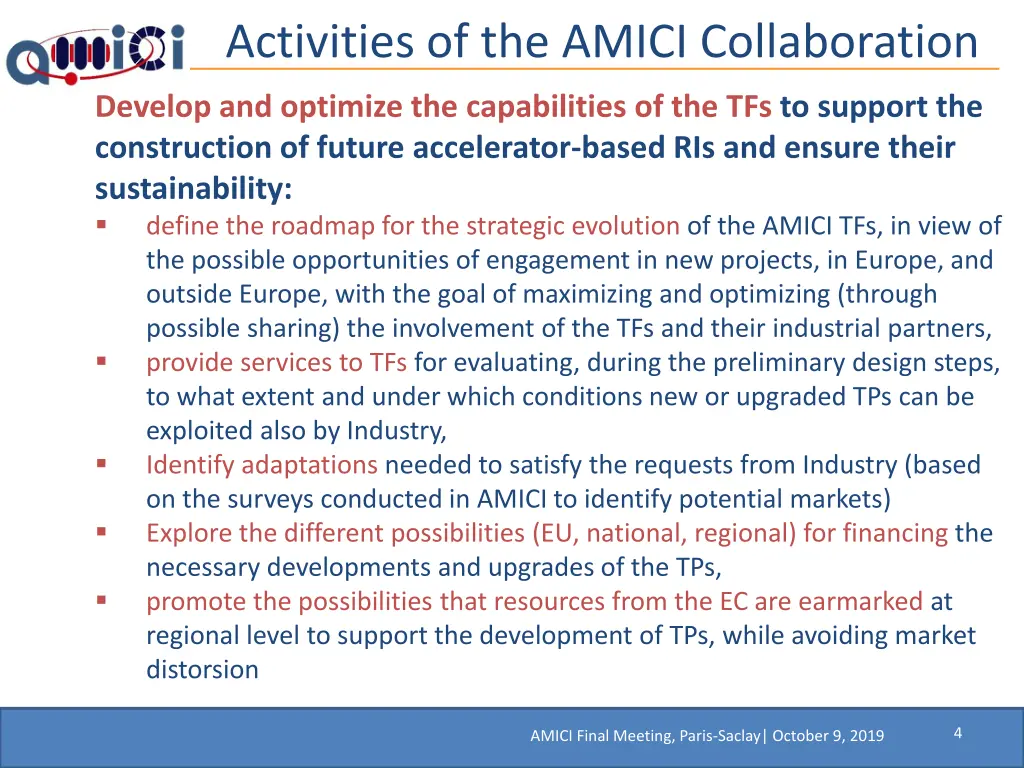 activities of the amici collaboration 1