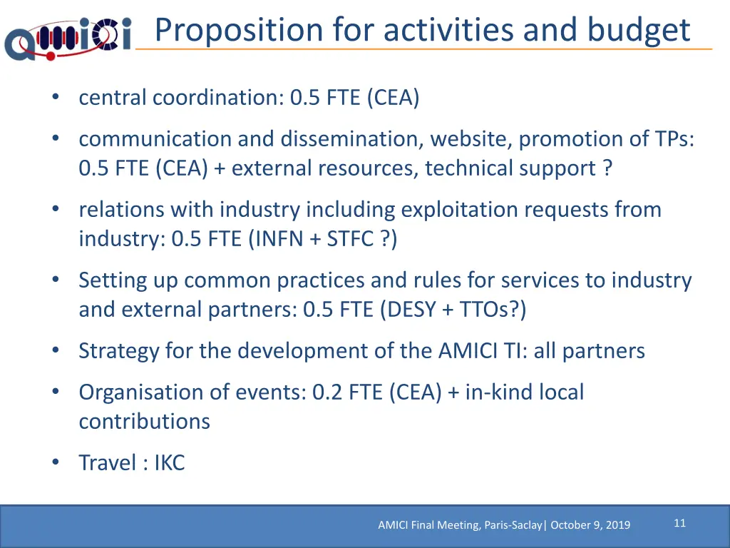 proposition for activities and budget 1