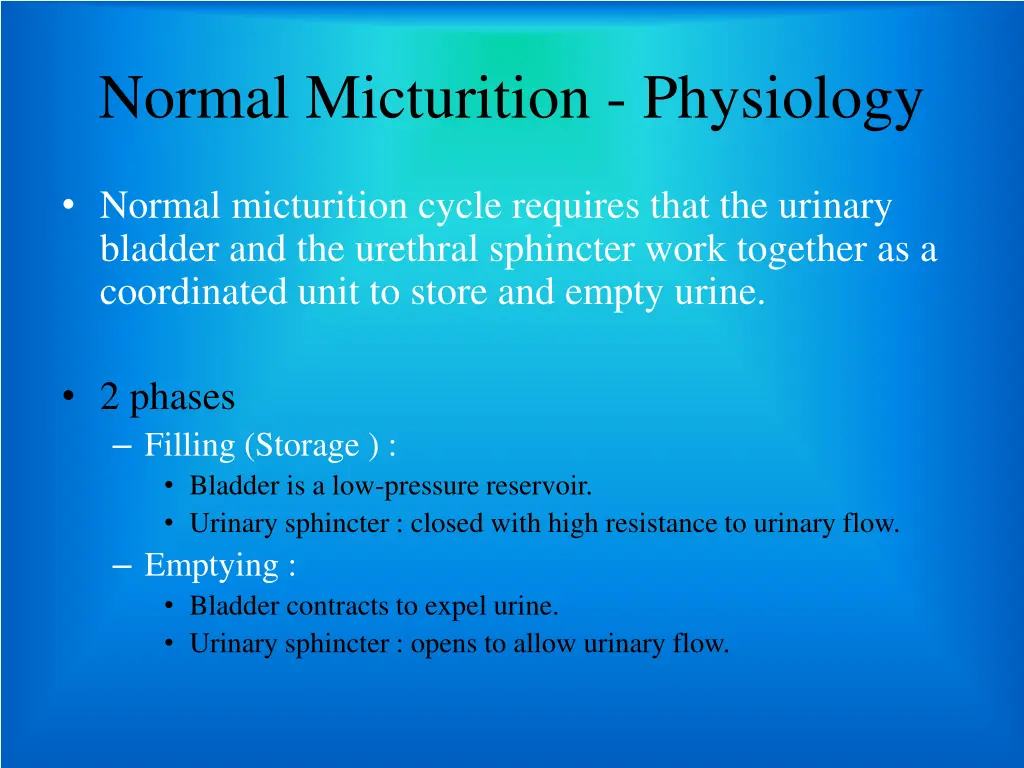 normal micturition physiology