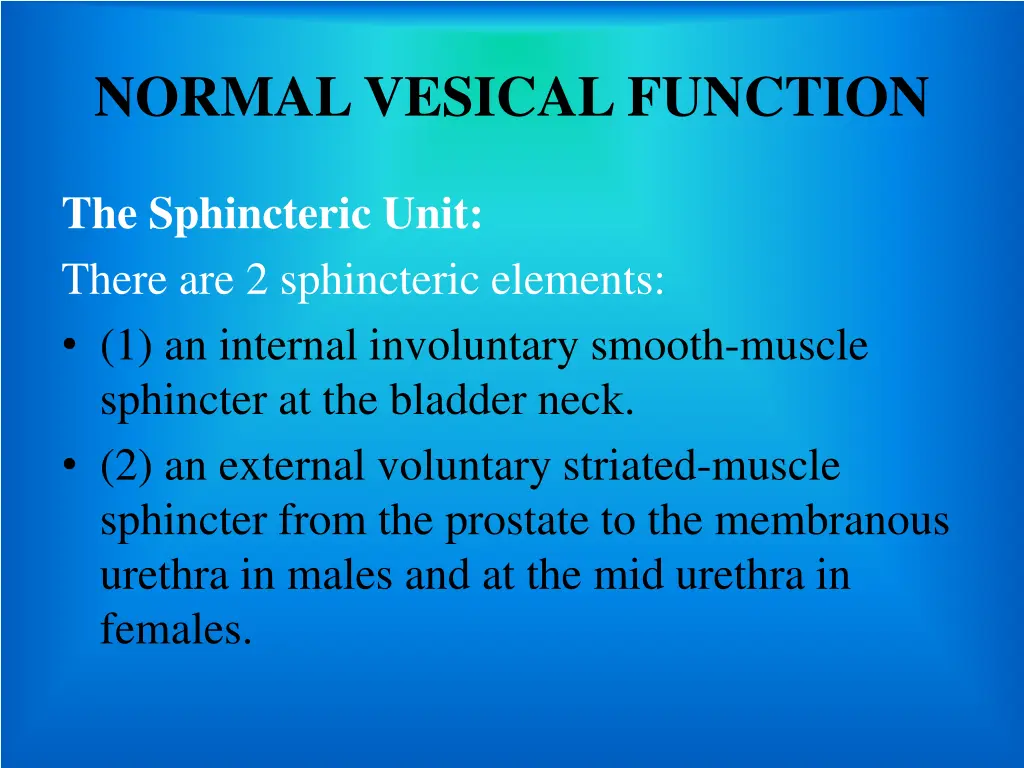 normal vesical function 1