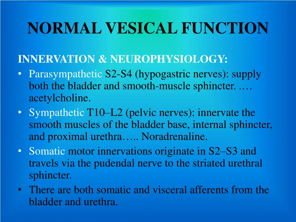 normal vesical function 2