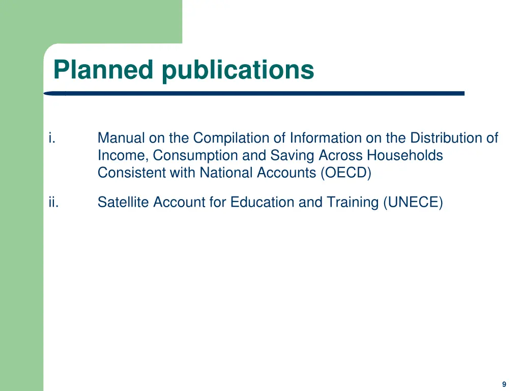 planned publications