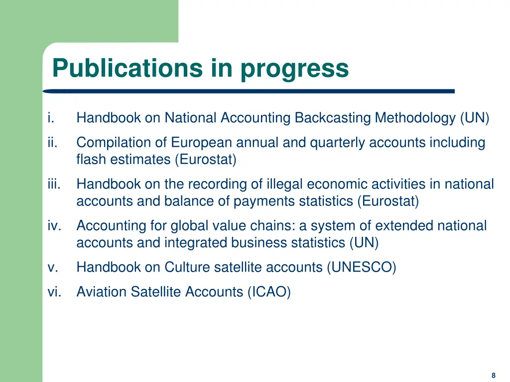 publications in progress