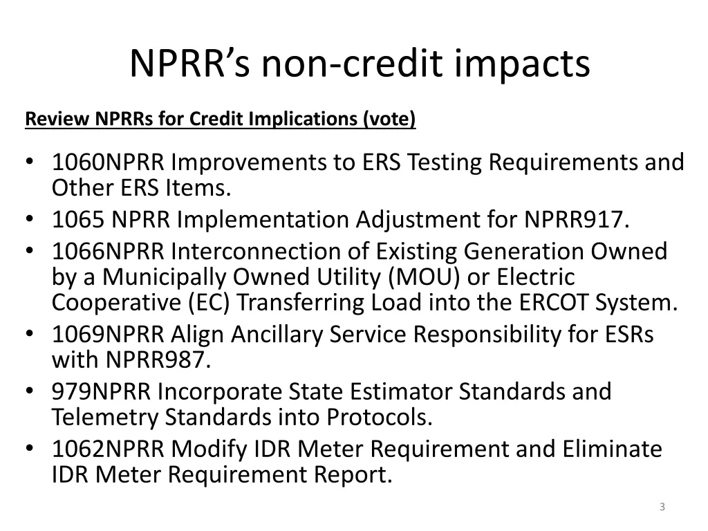nprr s non credit impacts