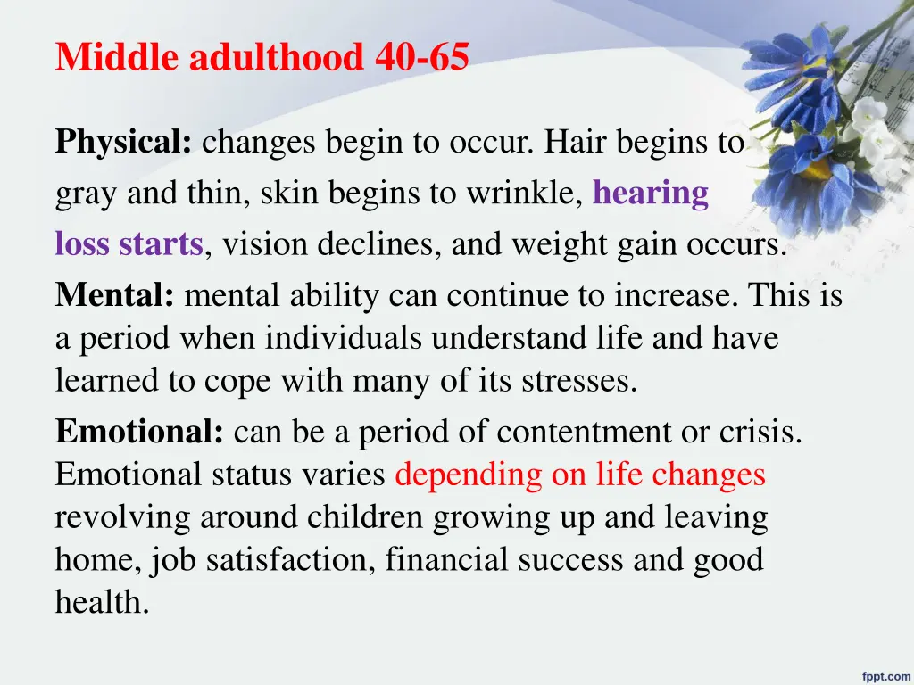 middle adulthood 40 65