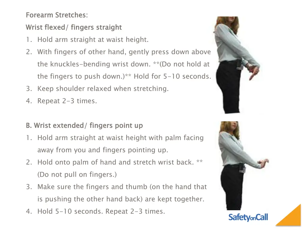 forearm stretches wrist flexed fingers straight
