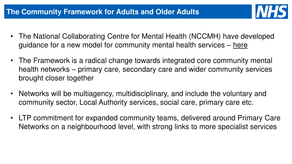 the community framework for adults and older