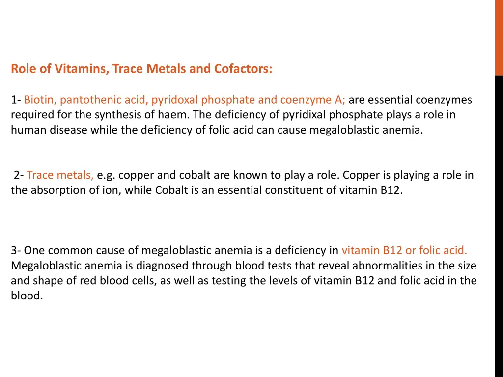 role of vitamins trace metals and cofactors