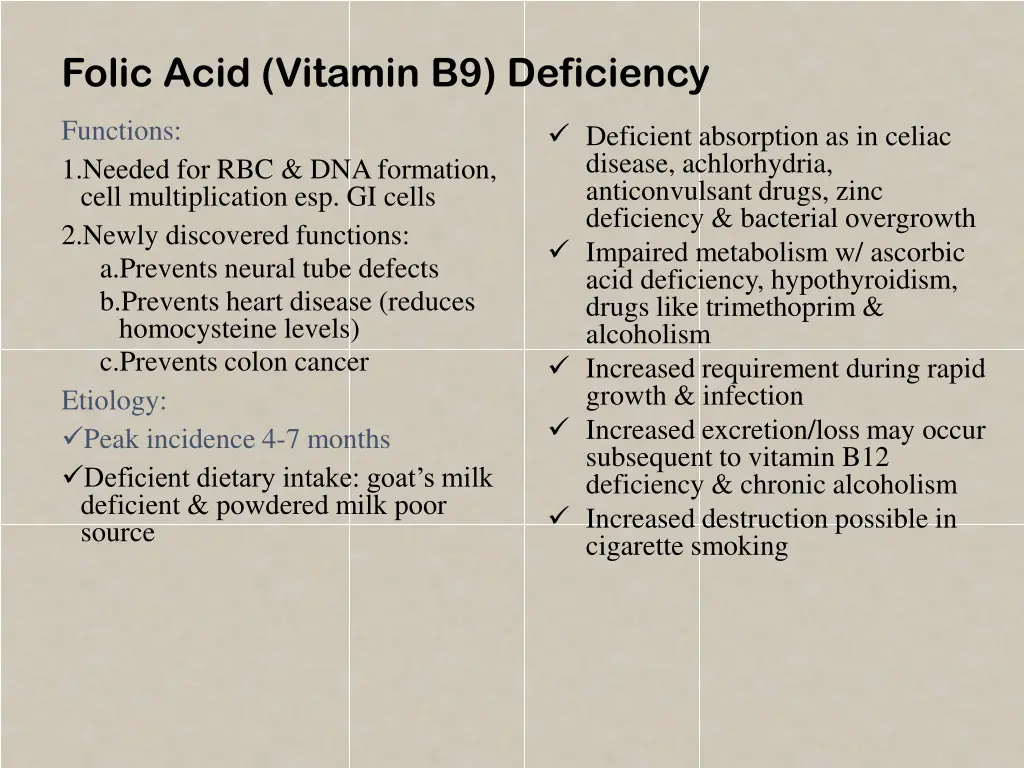 folic acid vitamin b9 deficiency