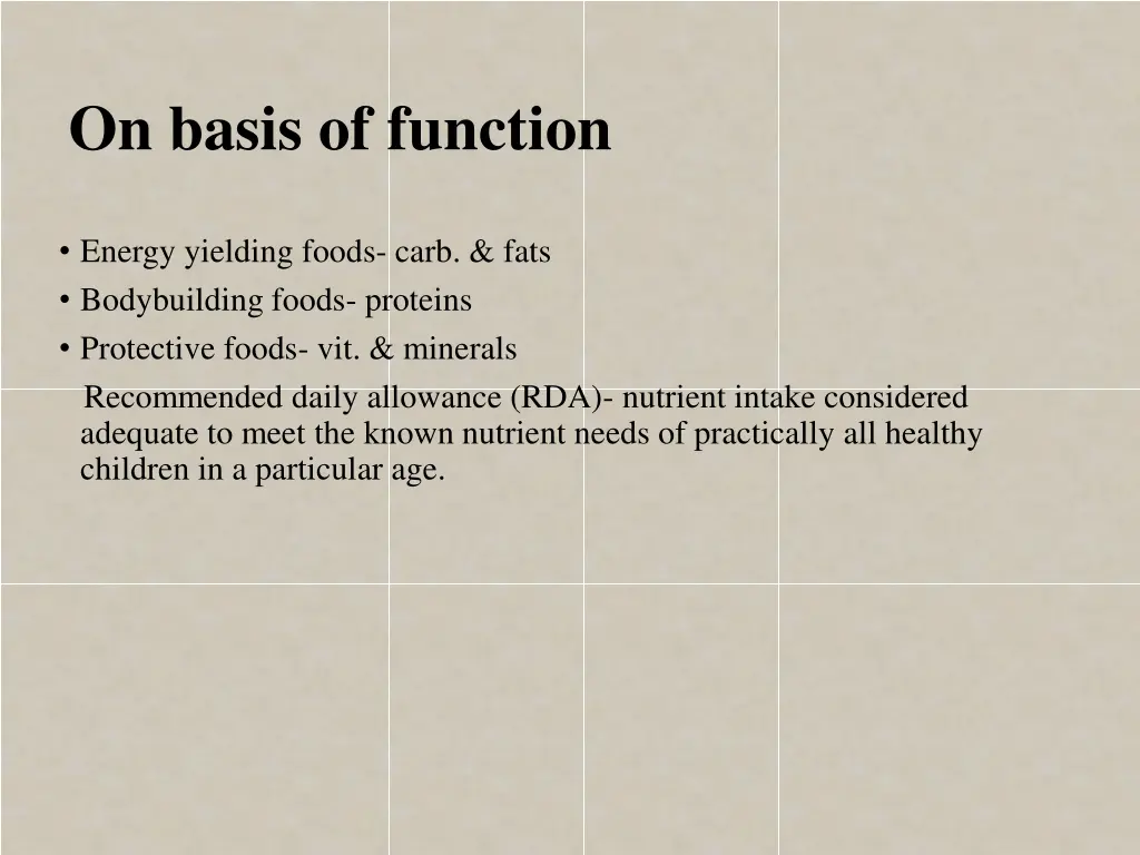 on basis of function