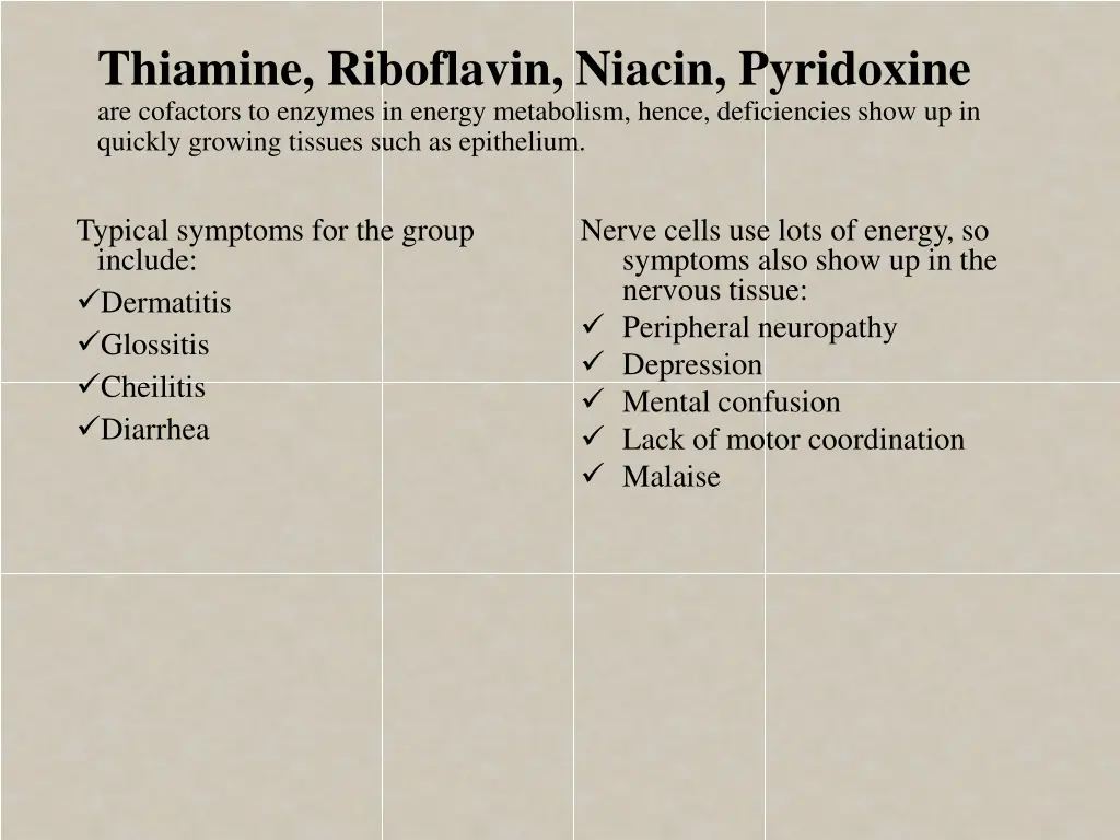 thiamine riboflavin niacin pyridoxine
