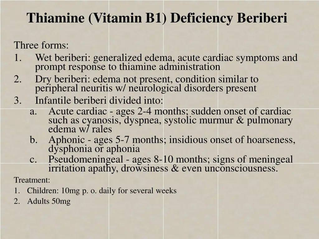 thiamine vitamin b1 deficiency beriberi
