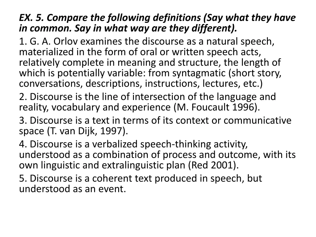 ex 5 compare the following definitions say what