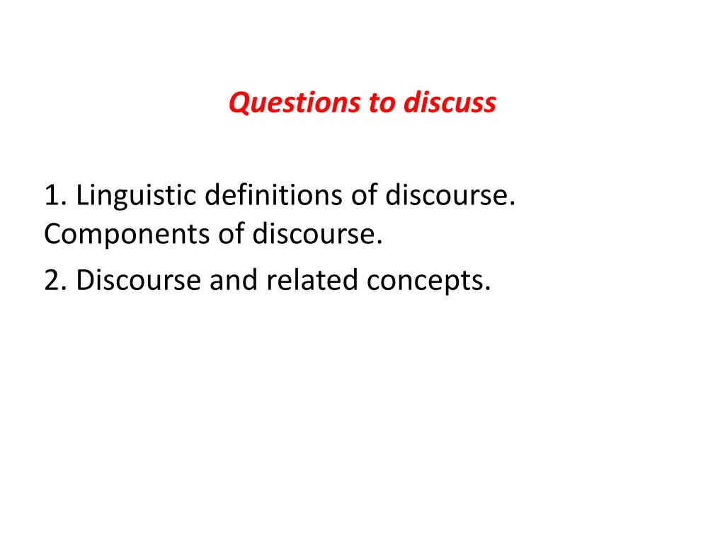 questions to discuss