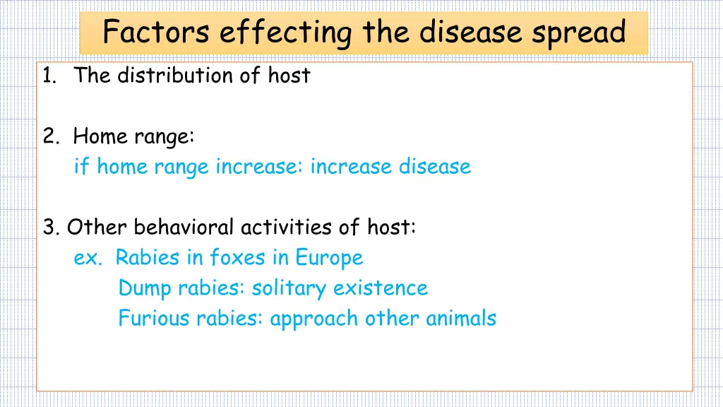 factors effecting the disease spread