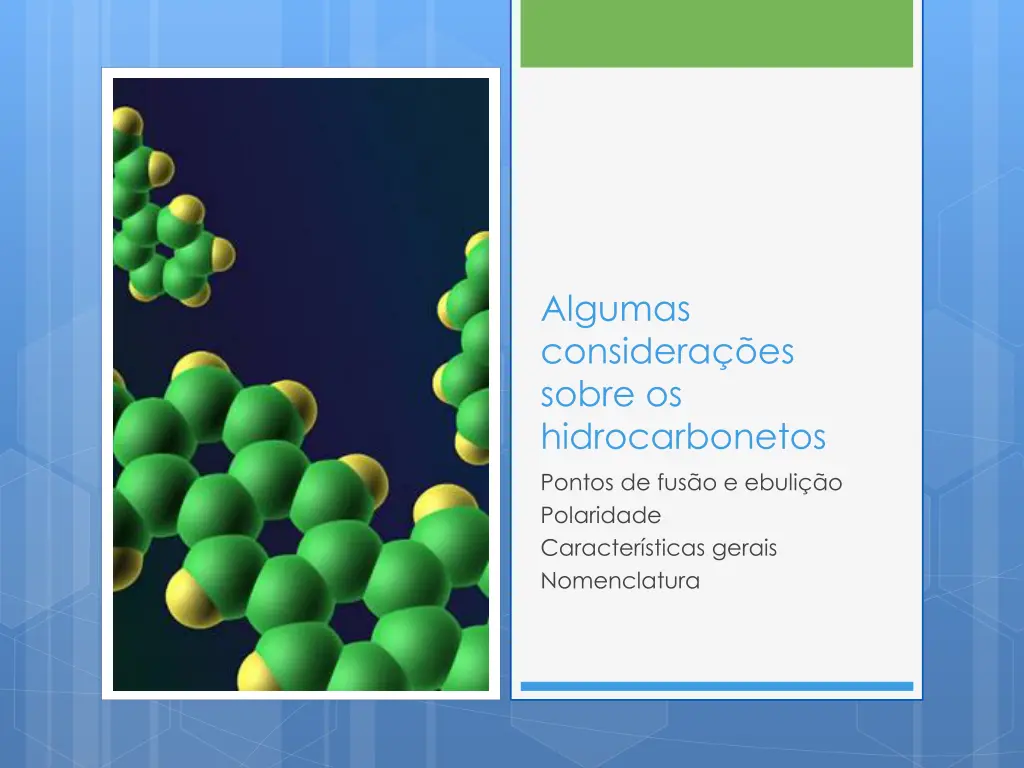 algumas considera es sobre os hidrocarbonetos