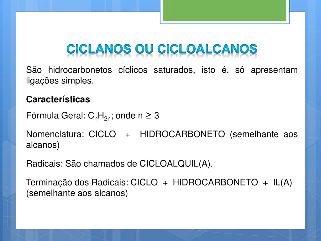 ciclanos ou cicloalcanos