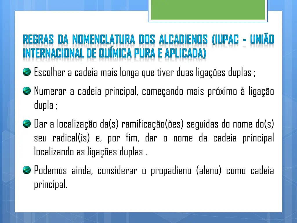 regras da nomenclatura dos alcadienos iupac