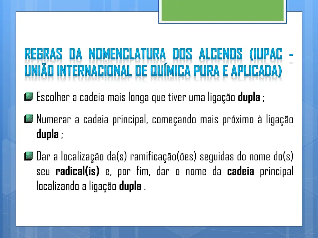 regras da nomenclatura dos alcenos iupac