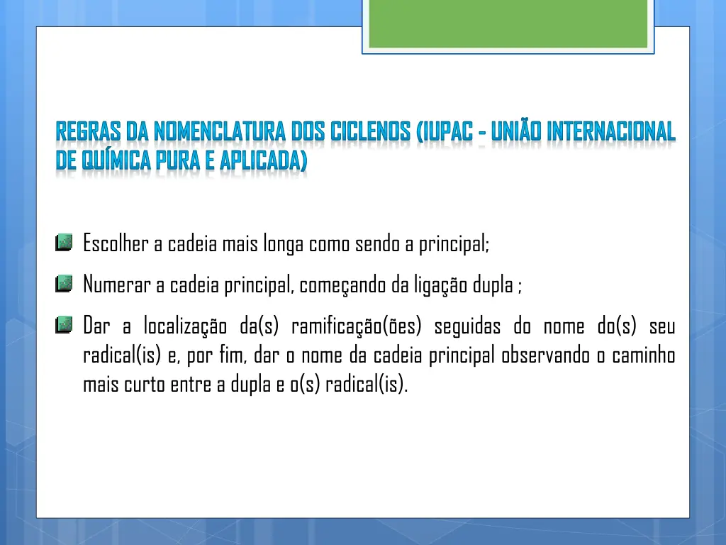 regras da nomenclatura dos ciclenos iupac