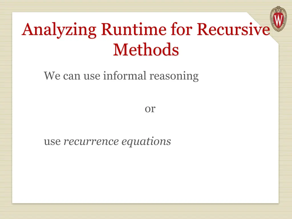analyzing runtime for recursive methods