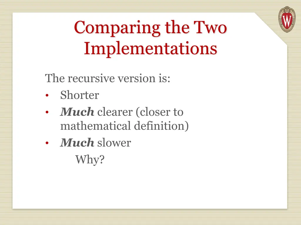 comparing the two implementations 1