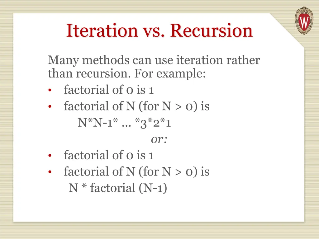 iteration vs recursion