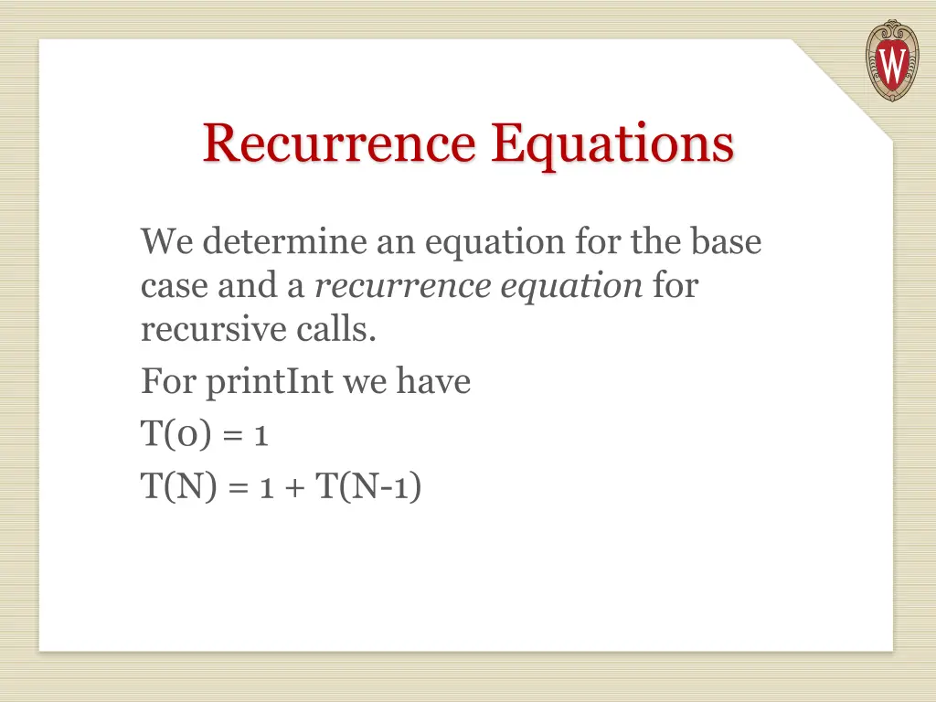 recurrence equations