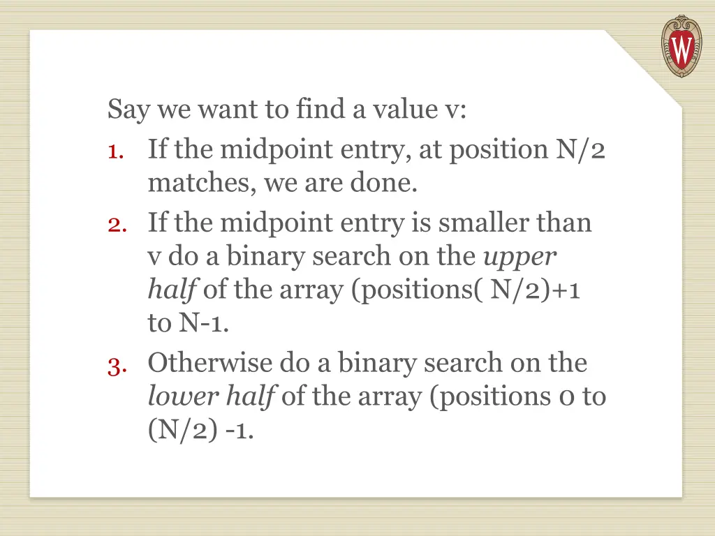 say we want to find a value v 1 if the midpoint