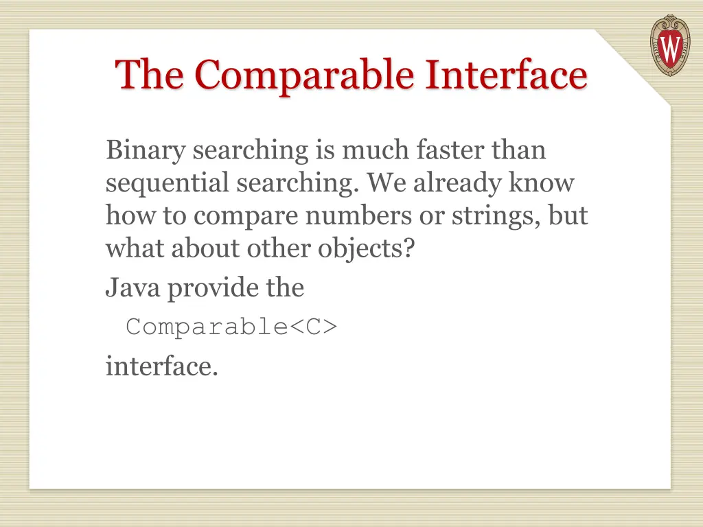 the comparable interface