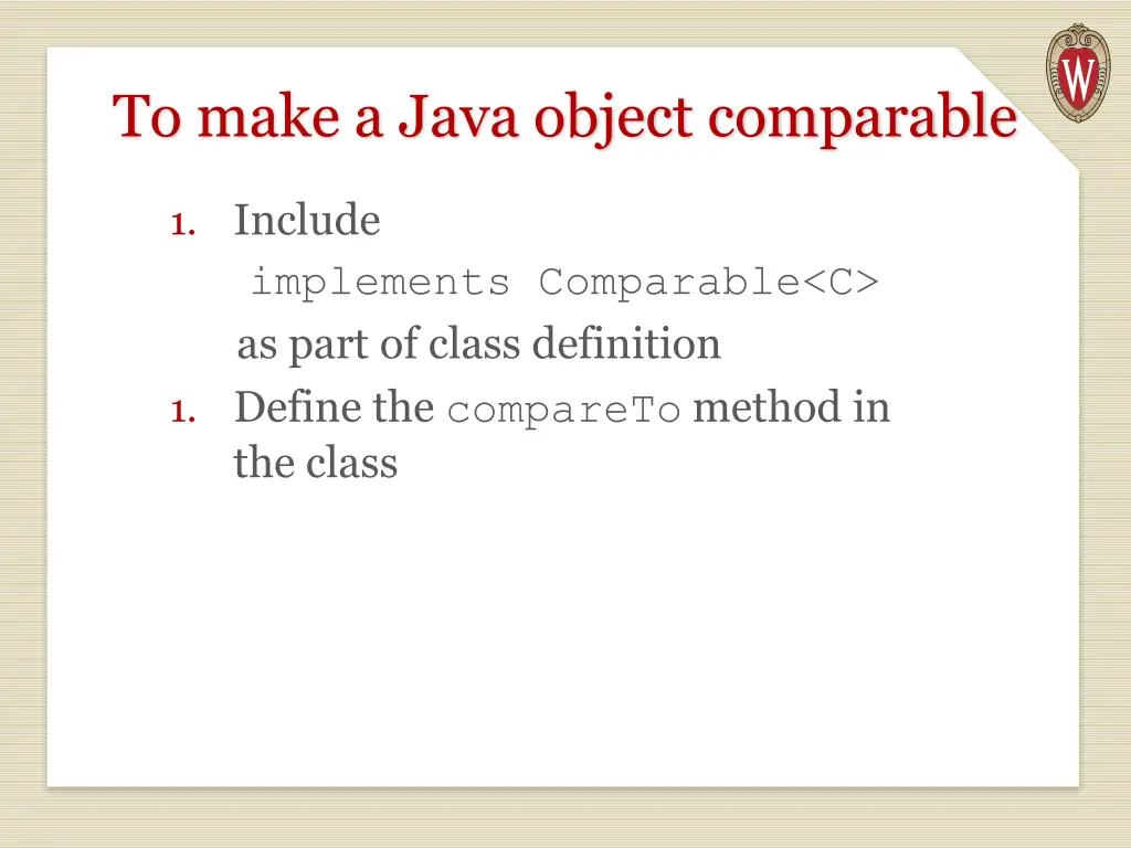 to make a java object comparable