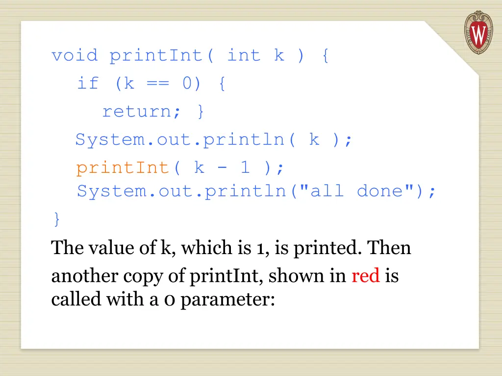 void printint int k if k 0 return system