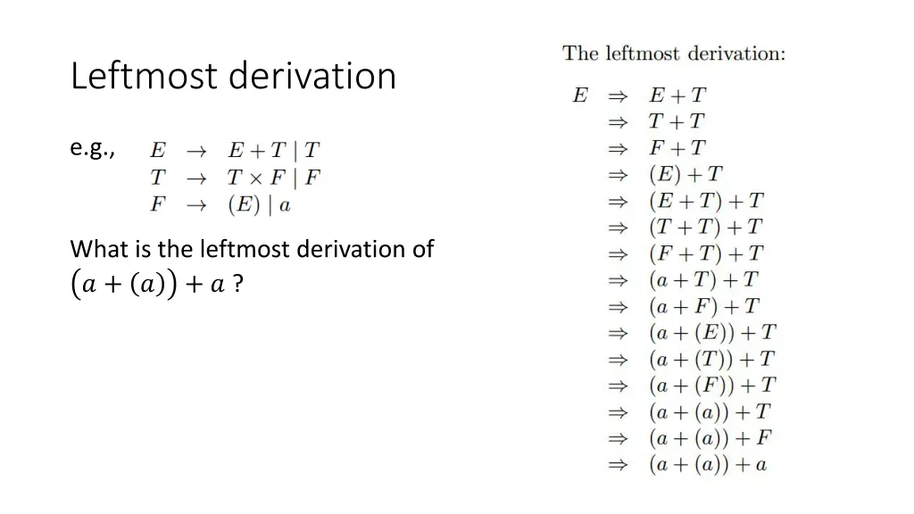 leftmost derivation