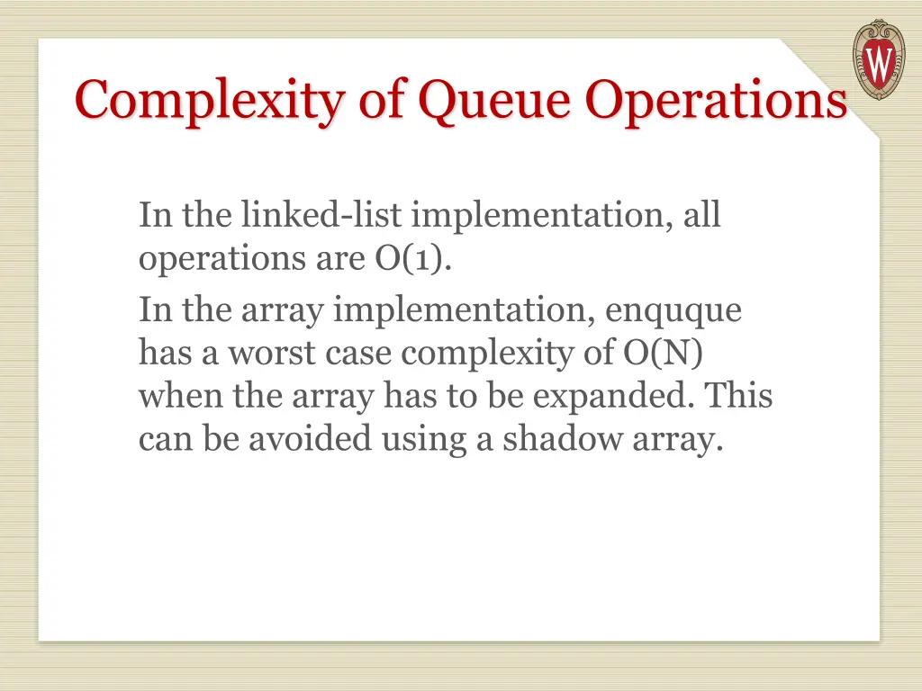 complexity of queue operations