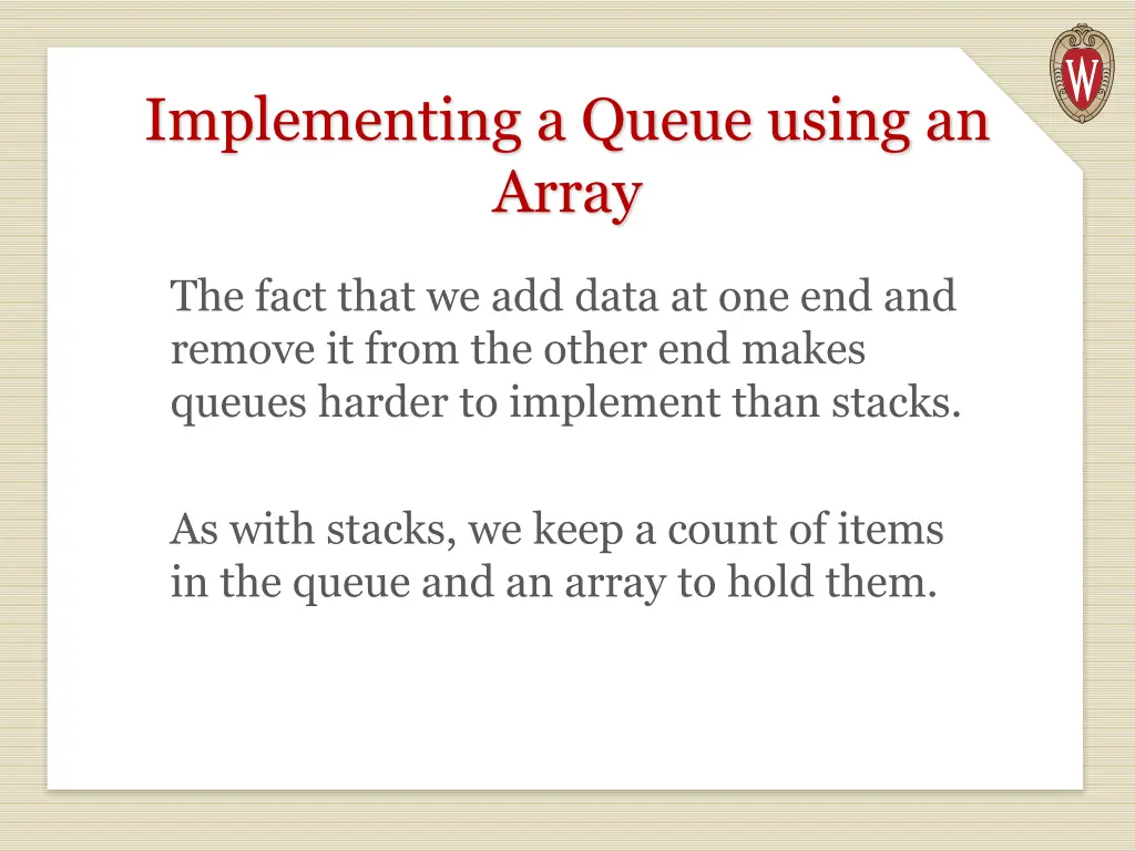 implementing a queue using an array