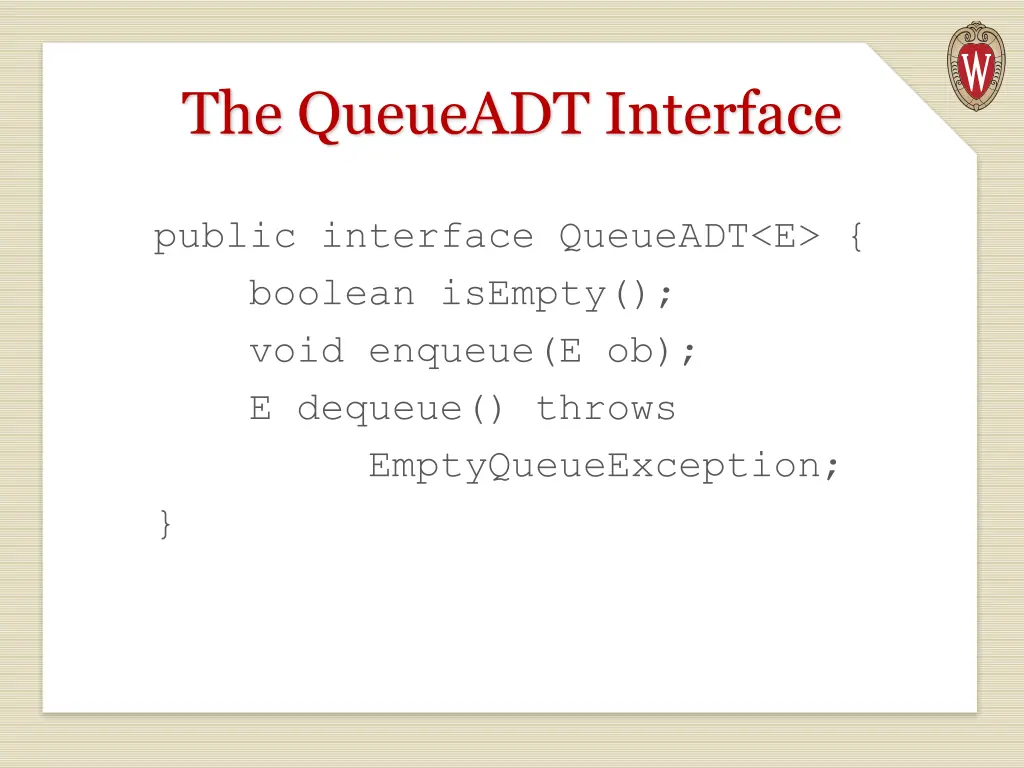 the queueadt interface