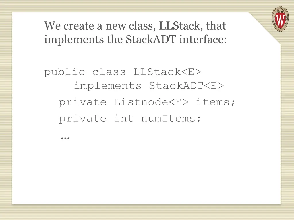 we create a new class llstack that implements