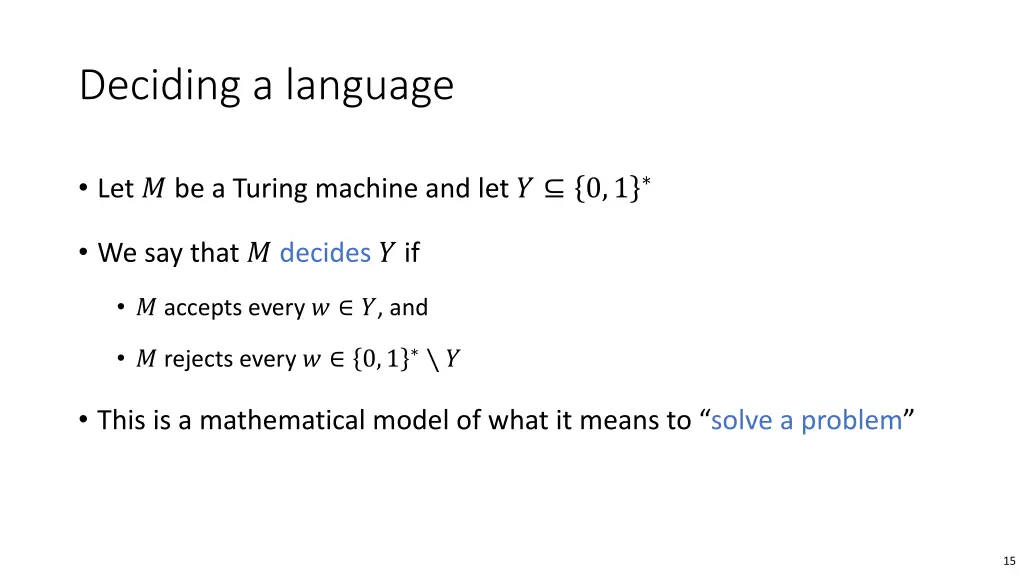 deciding a language