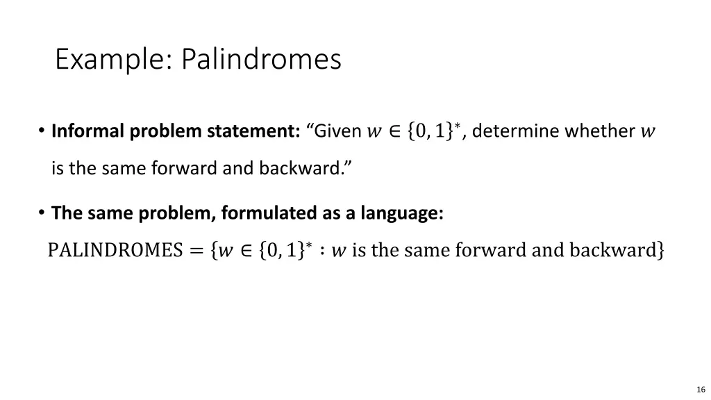 example palindromes