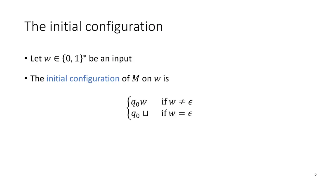 the initial configuration