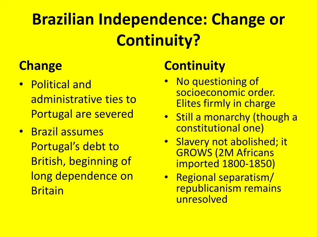 brazilian independence change or continuity